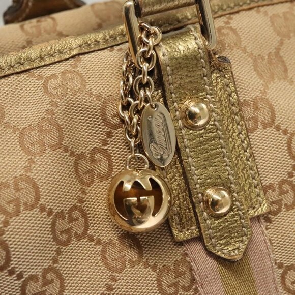 GUCCI GG Canvas Sherry Line Hand Bag Beige Gold 139260 Auth mr1366 - Picture 11 of 16
